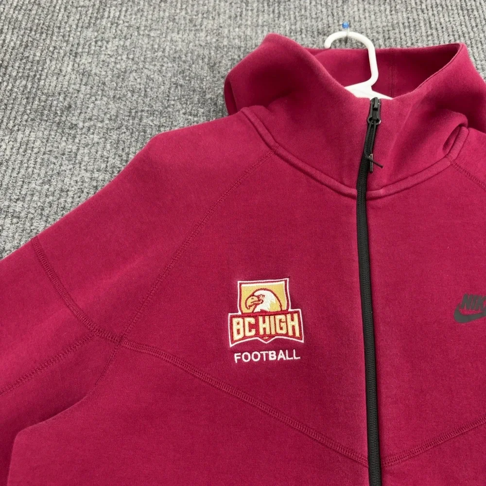 BC High Football Nike Full Zip Hoodie Mens L Maroon Cotton Tech Fleece Athletic